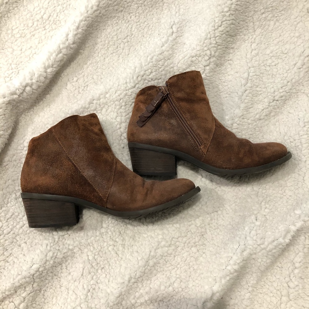 Brown suede booties